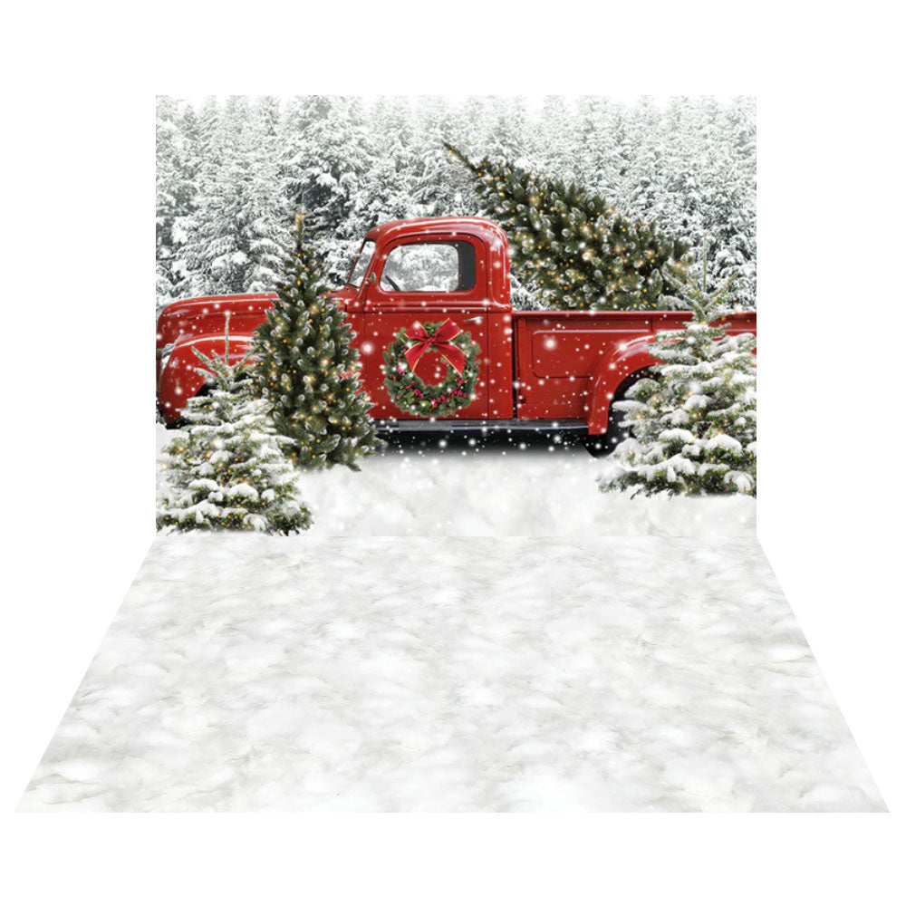 Avezano Pickup Trucks 2 pcs Christmas Set Backdrop-AVEZANO